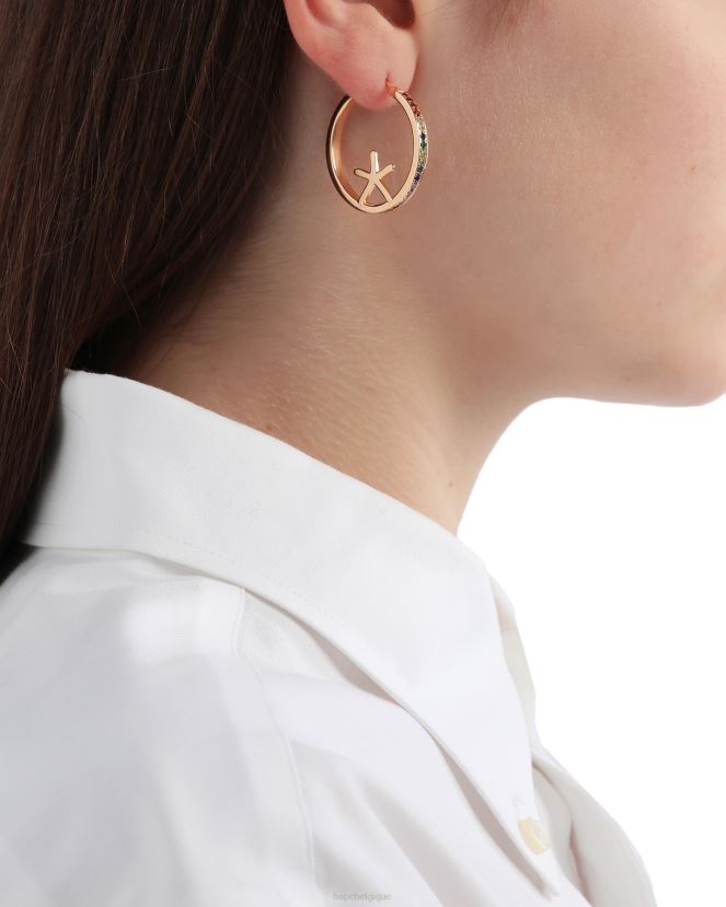 boucles d\oreilles créoles à logo A Bathing Ape femmes ZHX6N41113 or