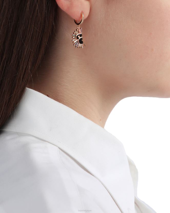 boucles d\oreilles dorées à ornements en cristal A Bathing Ape femmes ZHX6N41111 or