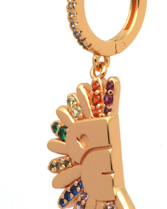 boucles d\oreilles dorées à ornements en cristal A Bathing Ape femmes ZHX6N41111 or
