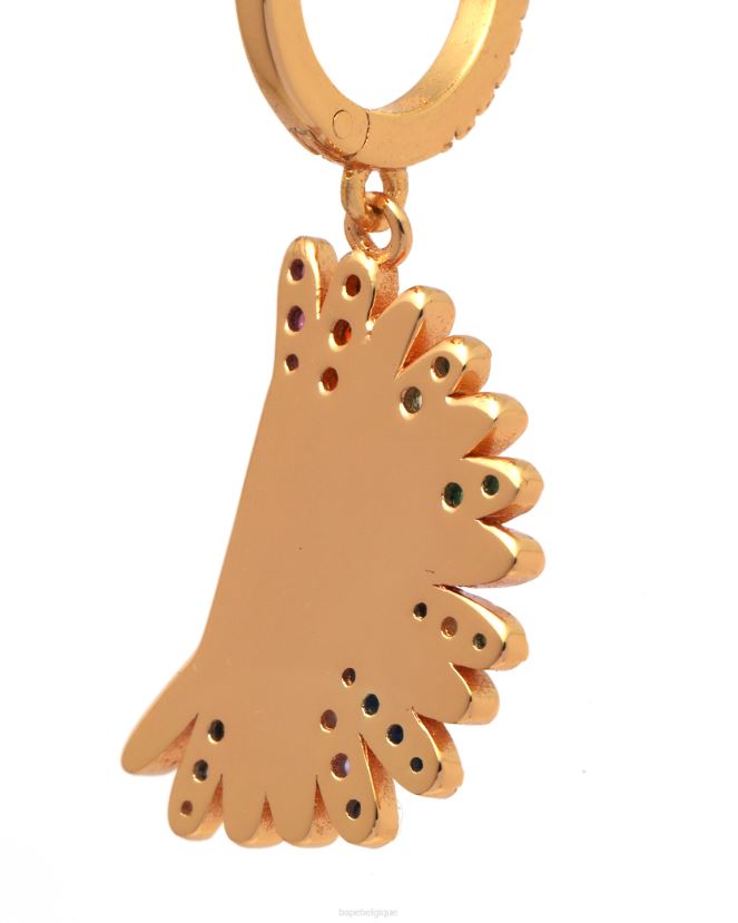 boucles d\oreilles dorées à ornements en cristal A Bathing Ape femmes ZHX6N41111 or