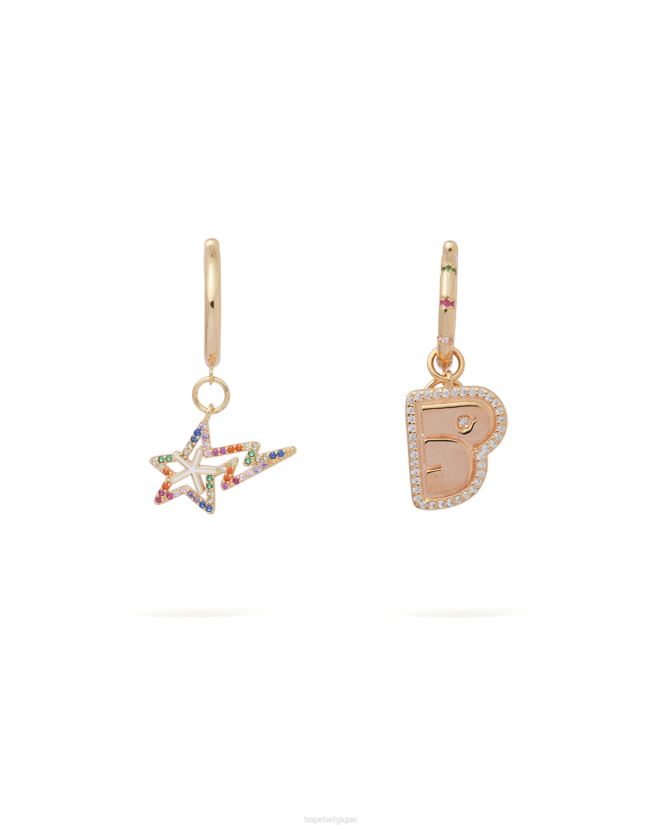 boucles doreilles à logo et perles de cristal A Bathing Ape femmes ZHX6N41110 or
