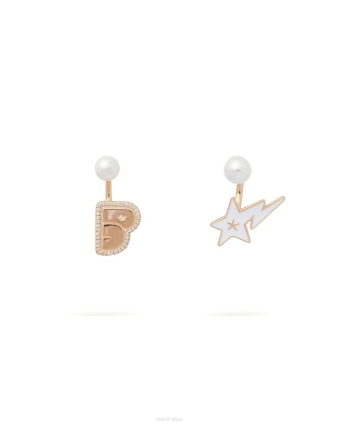 boucles doreilles à logo et perles de cristal A Bathing Ape femmes ZHX6N41126 or
