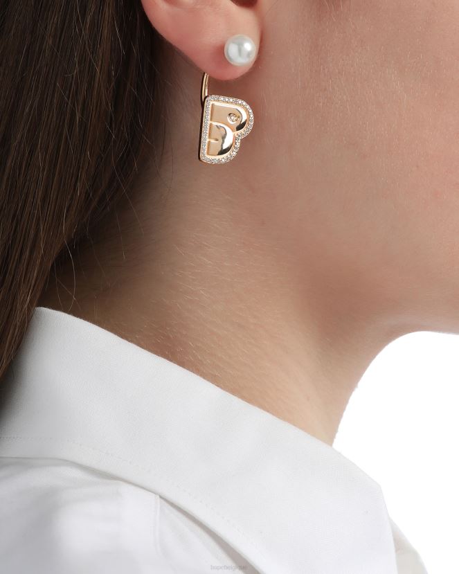 boucles d\oreilles à logo et perles de cristal A Bathing Ape femmes ZHX6N41126 or