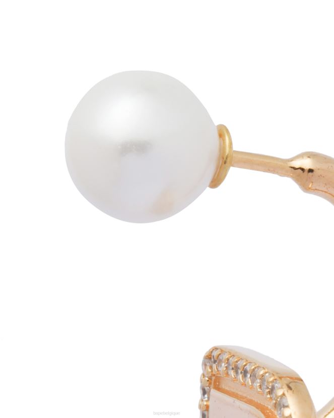 boucles d\oreilles à logo et perles de cristal A Bathing Ape femmes ZHX6N41126 or