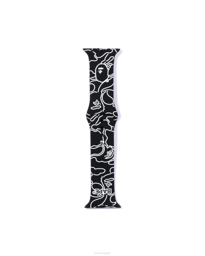 bracelet de montre camo néon A Bathing Ape Hommes ZHX6N4540 noir