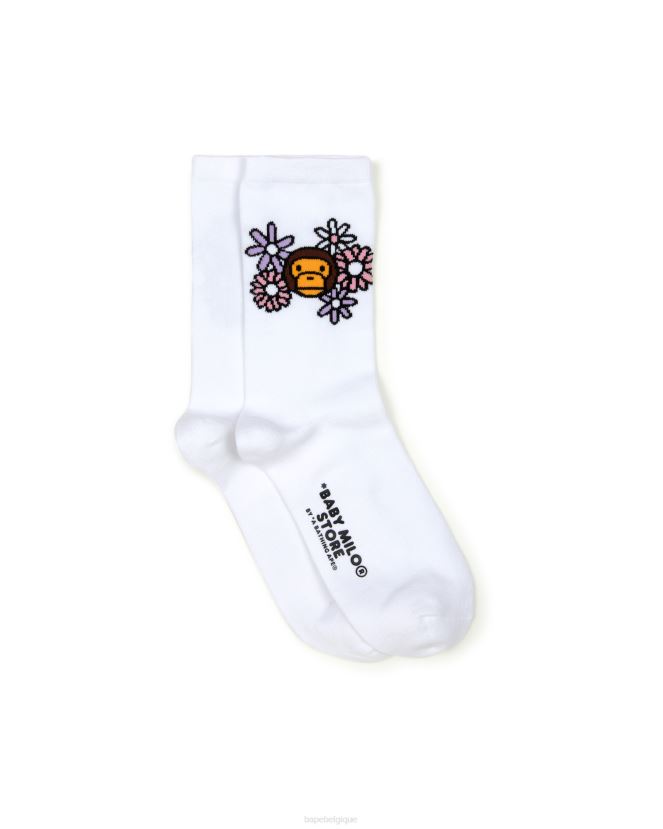 bébé milo chaussettes A Bathing Ape femmes ZHX6N41099 blanc