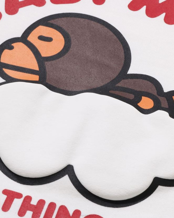 bébé milo dort sur le t-shirt nuage A Bathing Ape enfants ZHX6N41509 blanc