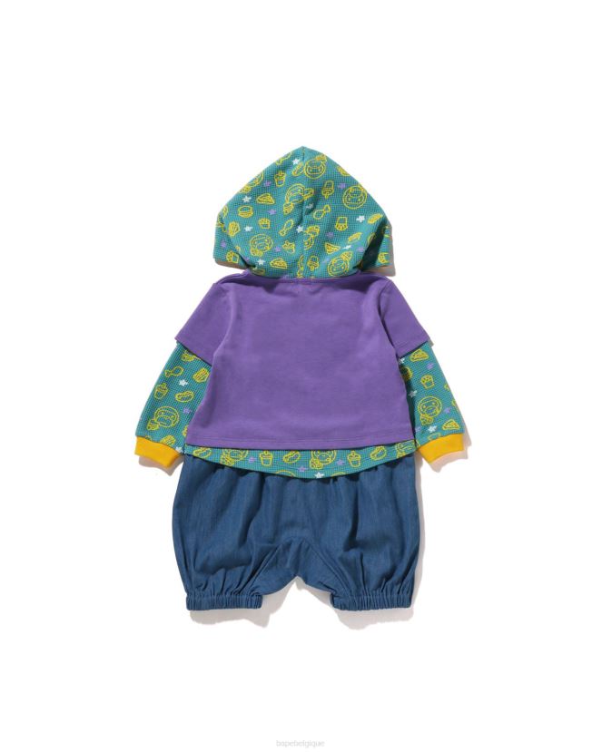 bébé milo junk food barboteuse superposée A Bathing Ape enfants ZHX6N41605 violet