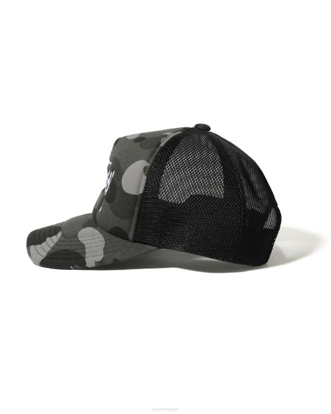 casquette trucker x stussy A Bathing Ape Hommes ZHX6N4582 noir