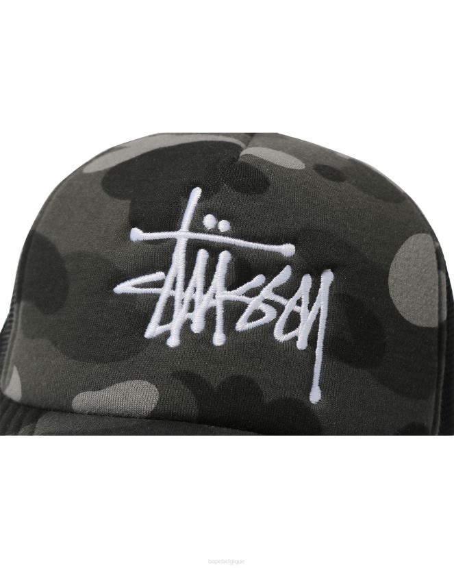 casquette trucker x stussy A Bathing Ape Hommes ZHX6N4582 noir