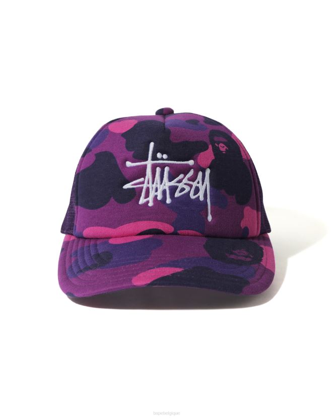 casquette trucker x stussy A Bathing Ape Hommes ZHX6N4584 violet