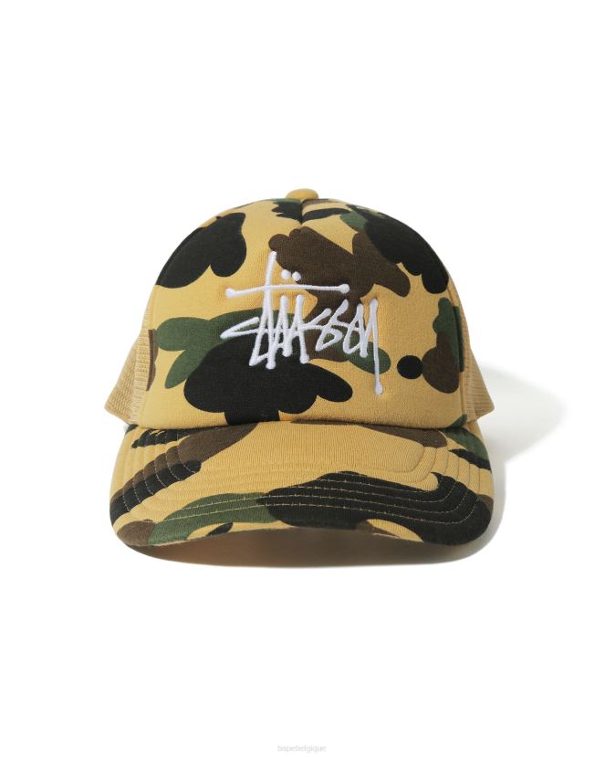 casquette trucker x stussy A Bathing Ape Hommes ZHX6N4585 jaune