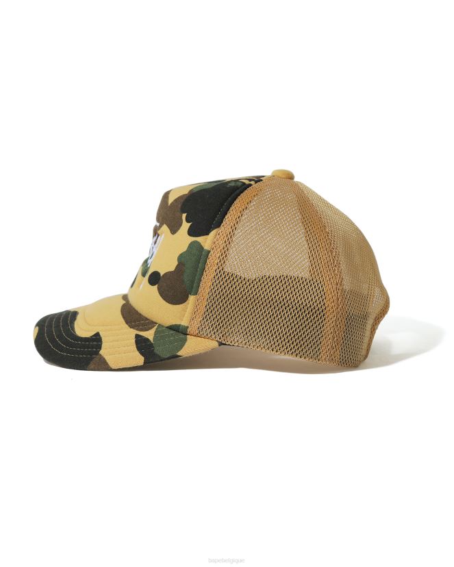 casquette trucker x stussy A Bathing Ape Hommes ZHX6N4585 jaune