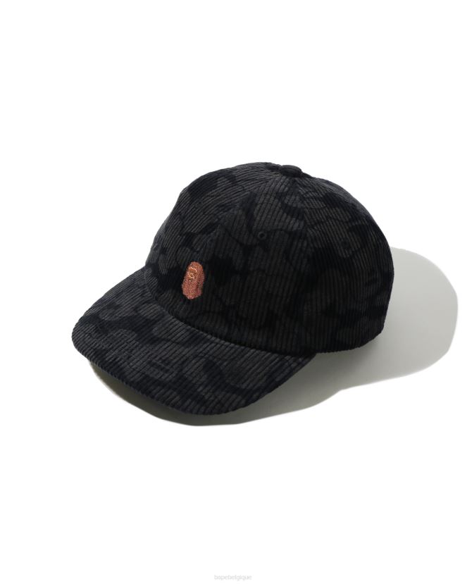 casquette à empiècement en velours côtelé camouflage uni A Bathing Ape femmes ZHX6N41154 bleu marine
