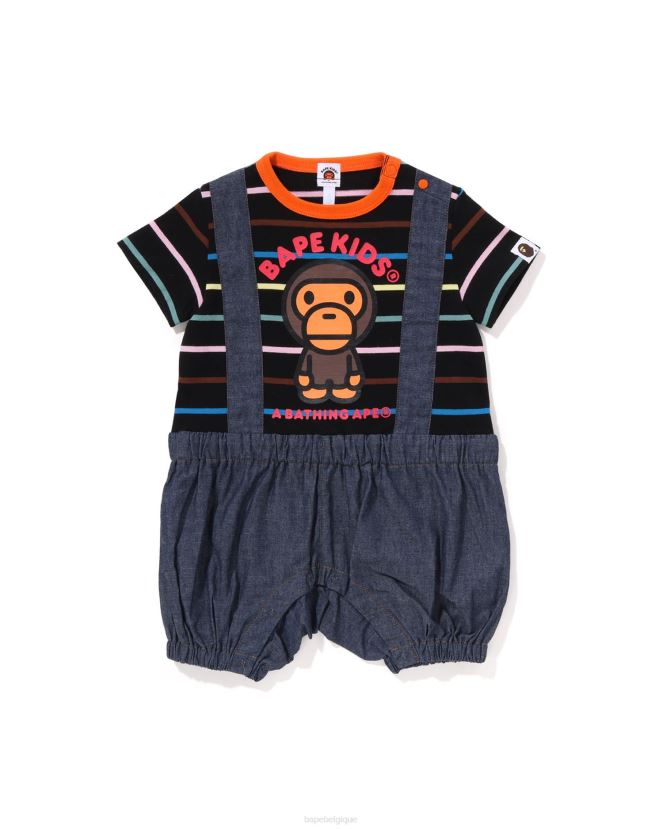 cerceau bébé milo bretelles pantalon couches barboteuses A Bathing Ape enfants ZHX6N41449 noir