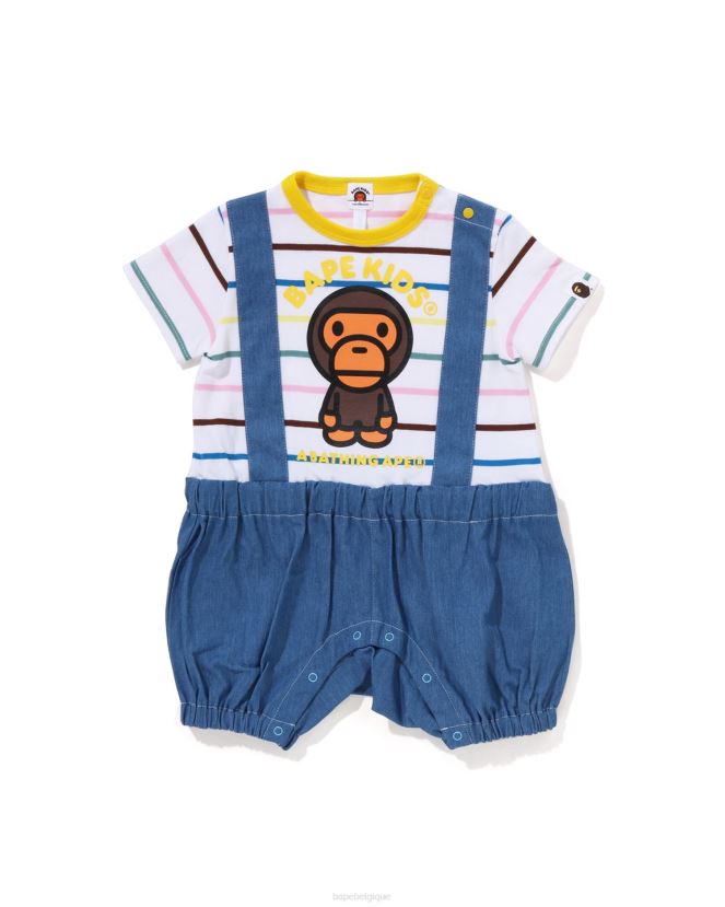 cerceau bébé milo bretelles pantalon couches barboteuses A Bathing Ape enfants ZHX6N41450 blanc