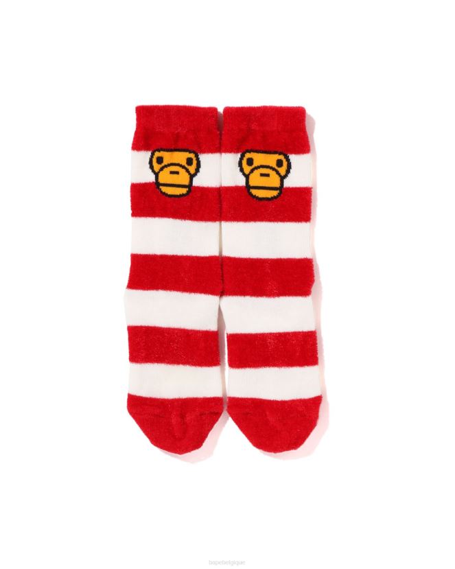cerceau bébé milo visage chaussettes A Bathing Ape enfants ZHX6N41502 rouge vif