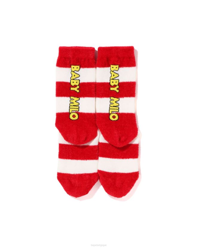 cerceau bébé milo visage chaussettes A Bathing Ape enfants ZHX6N41502 rouge vif