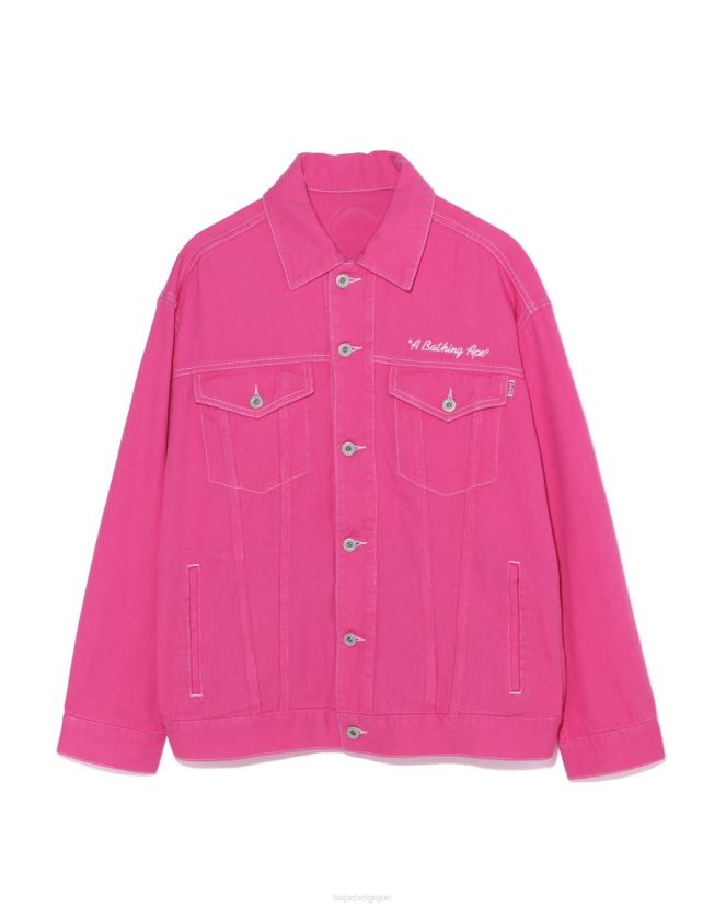 champion veste oversize en sergé de couleur A Bathing Ape femmes ZHX6N4912 rose carmin