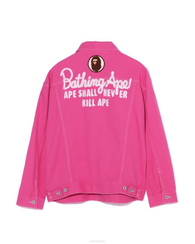 champion veste oversize en sergé de couleur A Bathing Ape femmes ZHX6N4912 rose carmin
