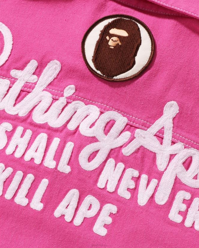 champion veste oversize en sergé de couleur A Bathing Ape femmes ZHX6N4912 rose carmin