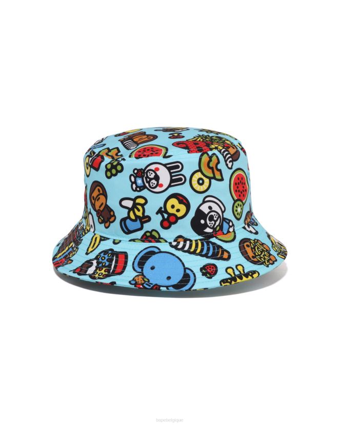 chapeau seau bébé milo à fruits mélangés A Bathing Ape enfants ZHX6N41388 bleu clair
