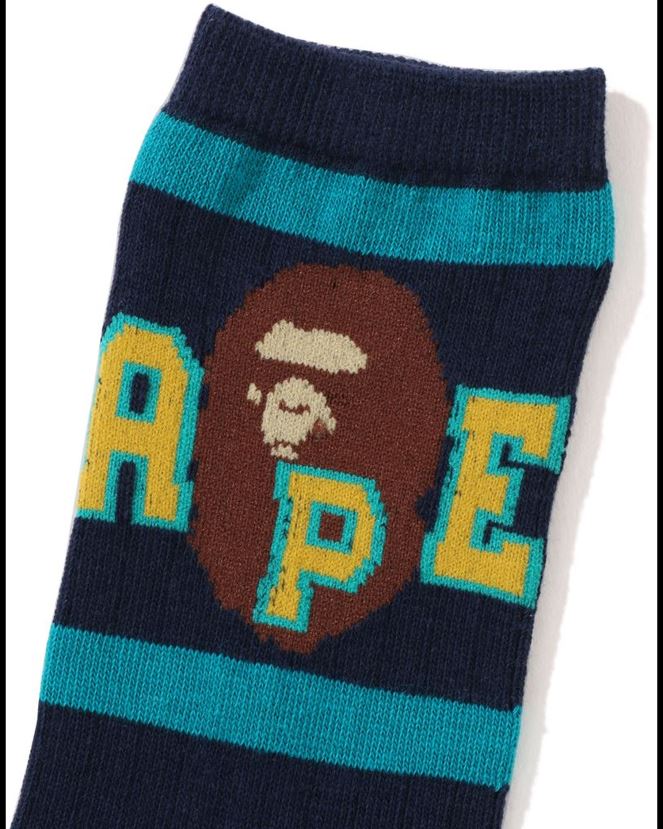 chaussettes côtelées head line A Bathing Ape enfants ZHX6N41440 bleu marine