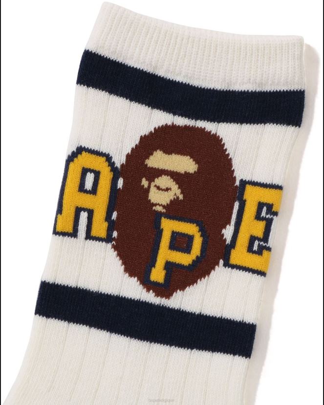 chaussettes côtelées head line A Bathing Ape enfants ZHX6N41441 blanc