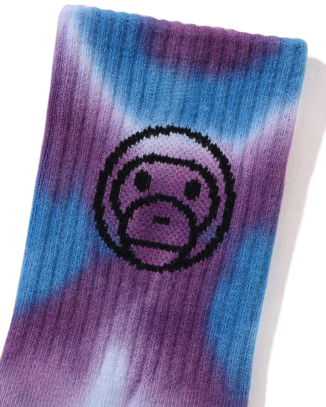 chaussettes côtelées tie-dye baby milo A Bathing Ape enfants ZHX6N41703 bleu