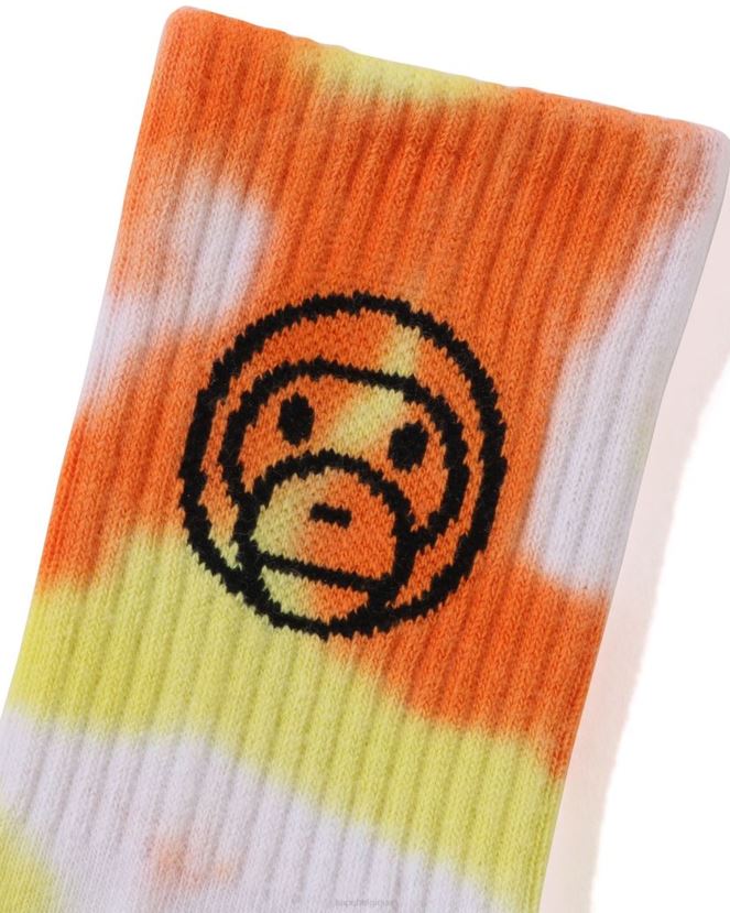 chaussettes côtelées tie-dye baby milo A Bathing Ape enfants ZHX6N41704 orange