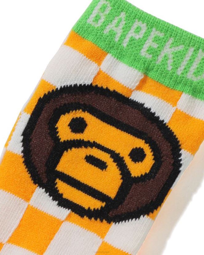 chaussettes milo à carreaux pour bébé A Bathing Ape enfants ZHX6N41742 orange
