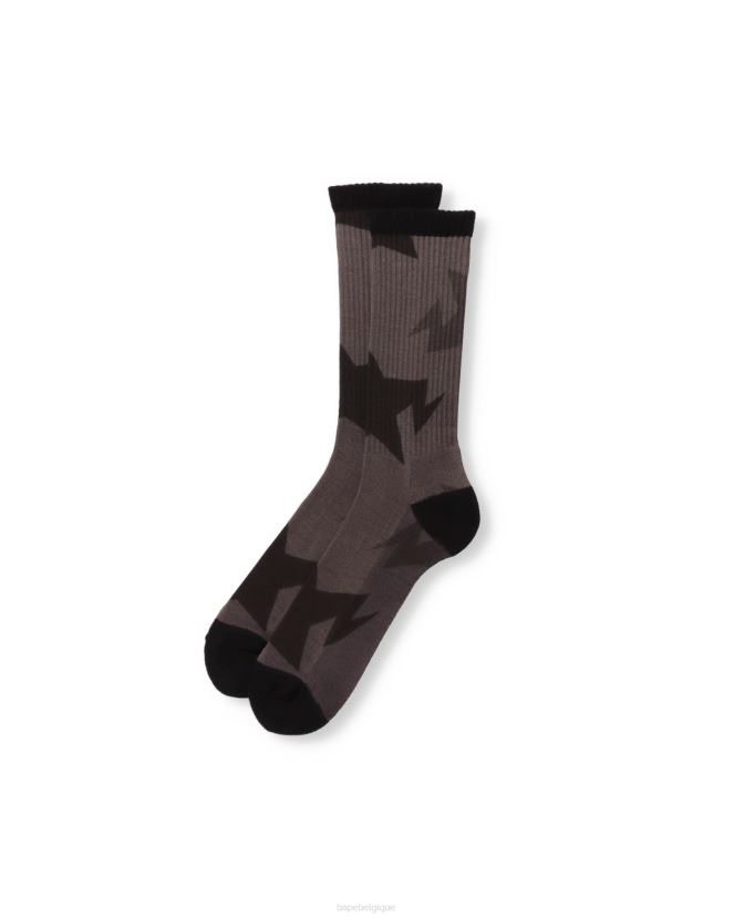 chaussettes à motif sta A Bathing Ape Hommes ZHX6N4612 noir