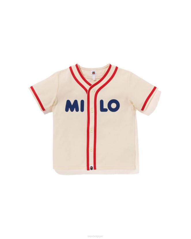 chemise de baseball bébé milo A Bathing Ape enfants ZHX6N41347 blanc