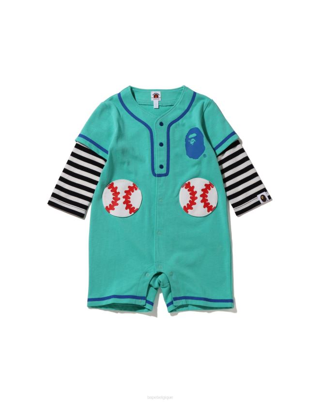 chemise de baseball cerceau barboteuses superposées A Bathing Ape enfants ZHX6N41569 menthe