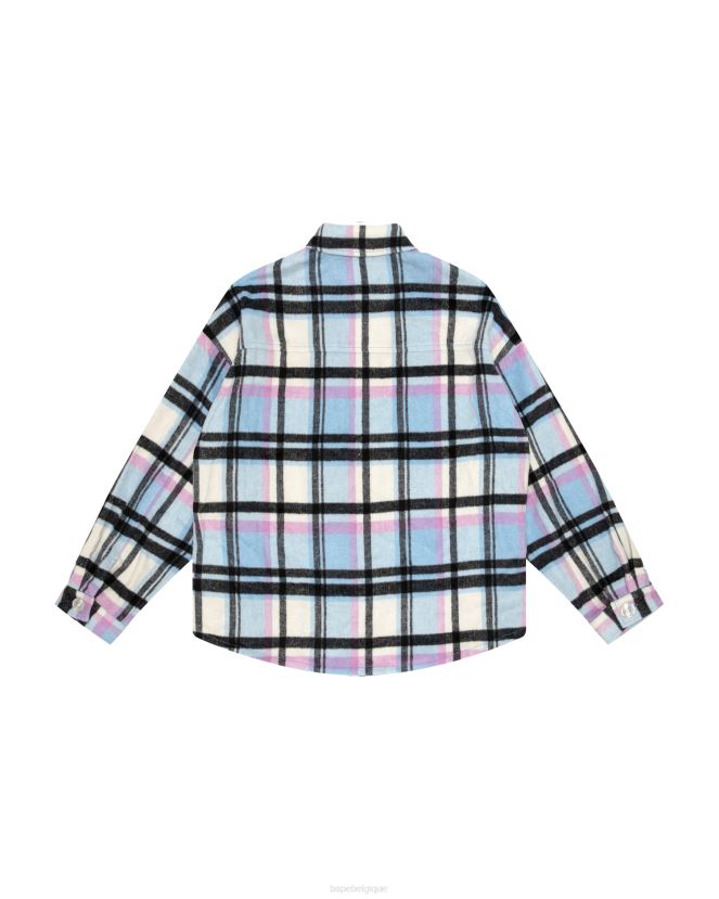 chemise à carreaux A Bathing Ape femmes ZHX6N41024 bleu