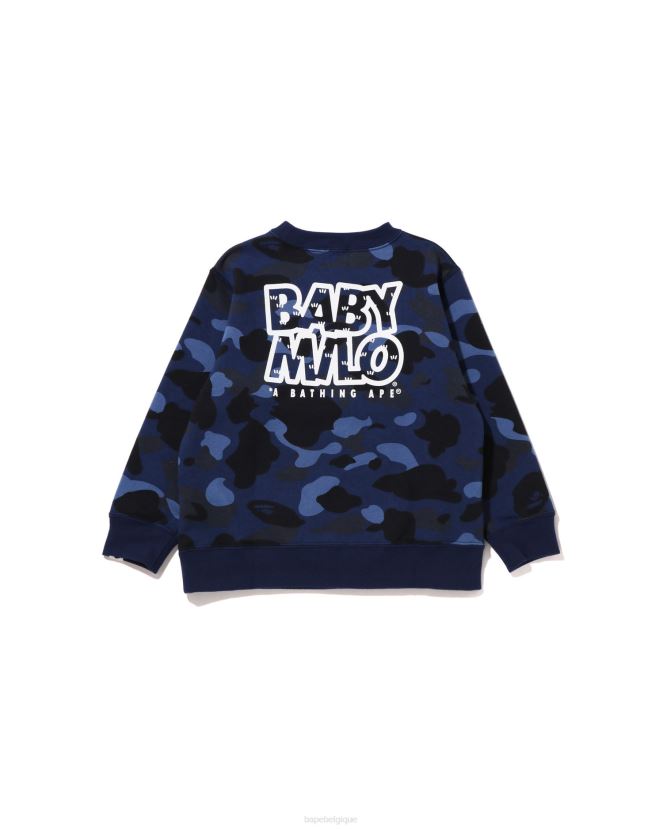 col ras du cou couleur camo baby milo camp A Bathing Ape enfants ZHX6N41471 bleu marine