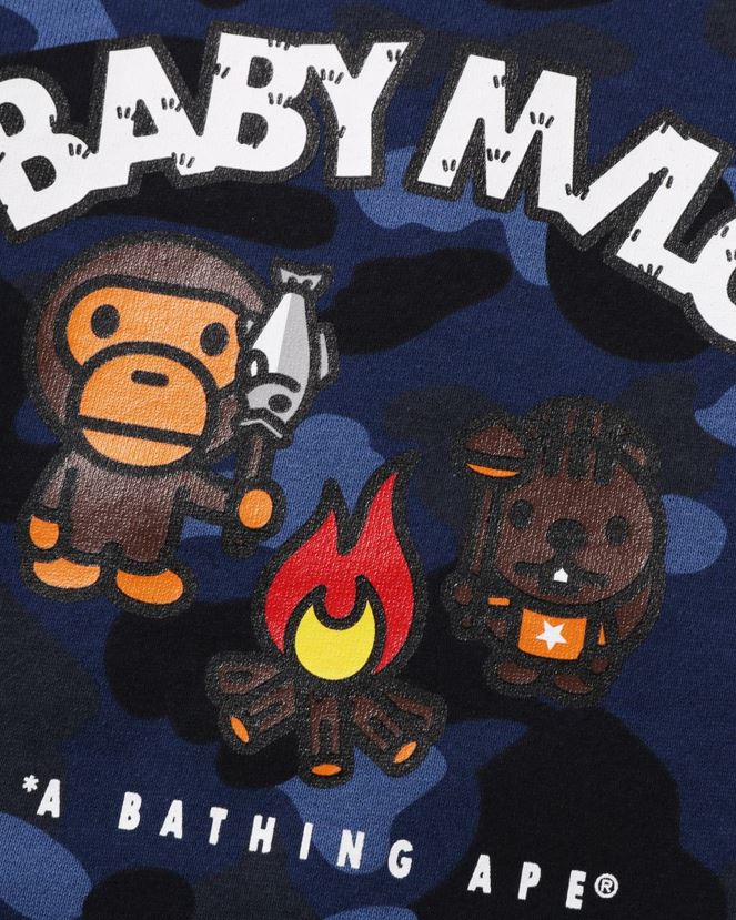 col ras du cou couleur camo baby milo camp A Bathing Ape enfants ZHX6N41471 bleu marine