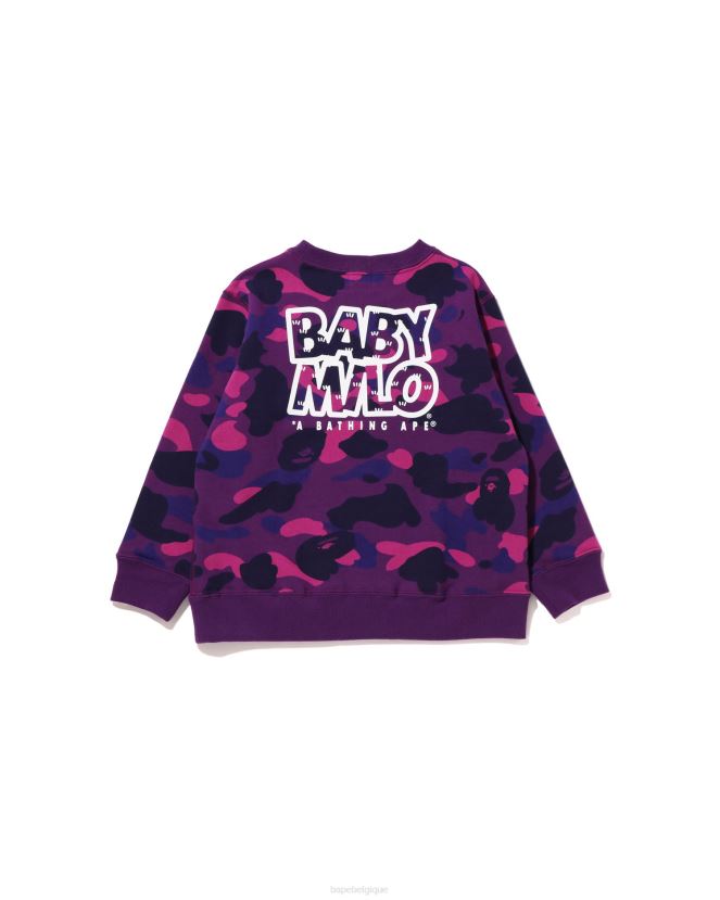 col ras du cou couleur camo baby milo camp A Bathing Ape enfants ZHX6N41472 violet