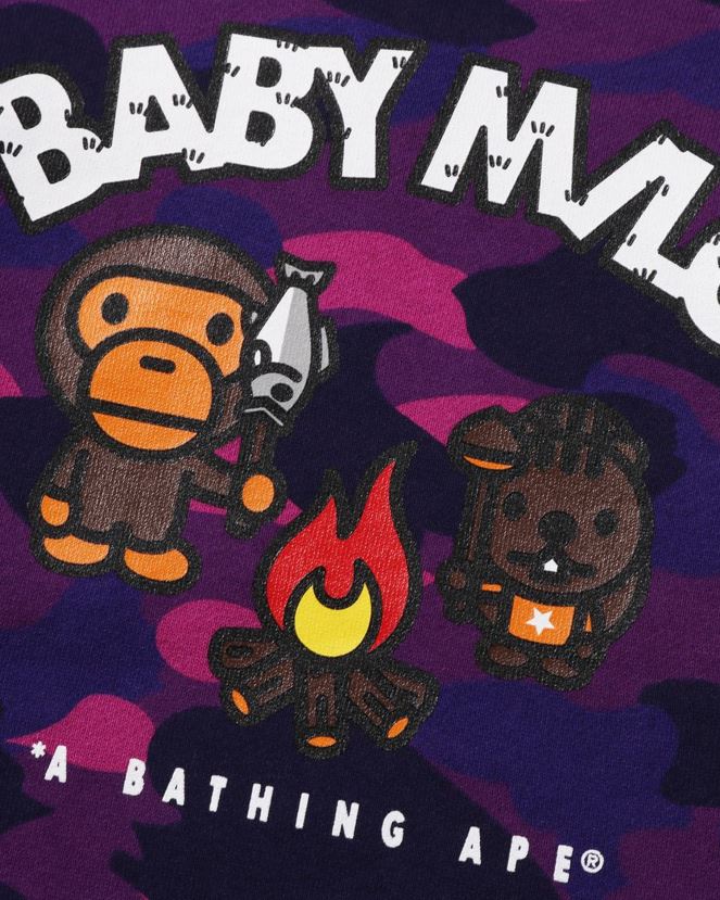 col ras du cou couleur camo baby milo camp A Bathing Ape enfants ZHX6N41472 violet