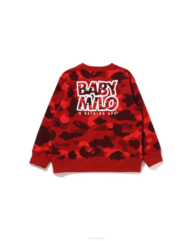 col ras du cou couleur camo baby milo camp A Bathing Ape enfants ZHX6N41473 rouge vif
