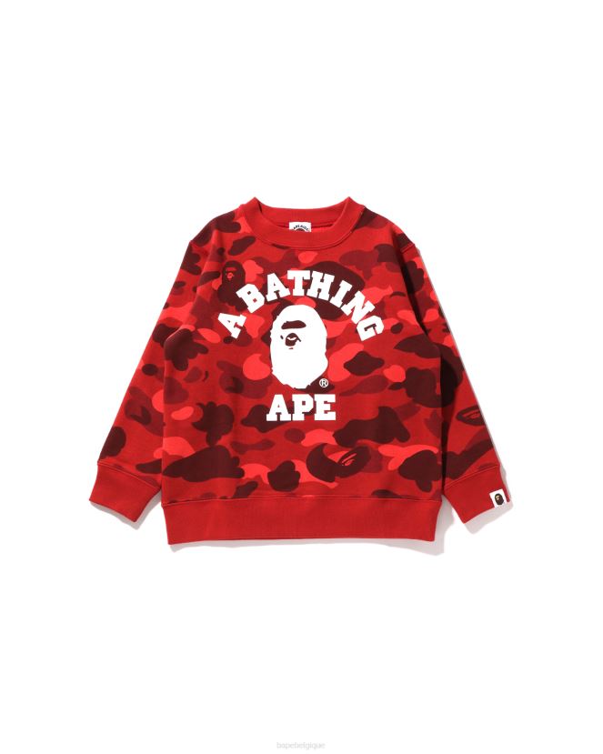 col ras du cou couleur camo college A Bathing Ape enfants ZHX6N41647 rouge vif