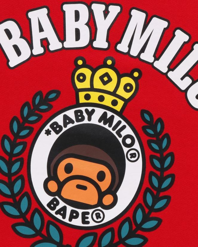 col ras du cou à emblème baby milo A Bathing Ape enfants ZHX6N41343 rouge vif