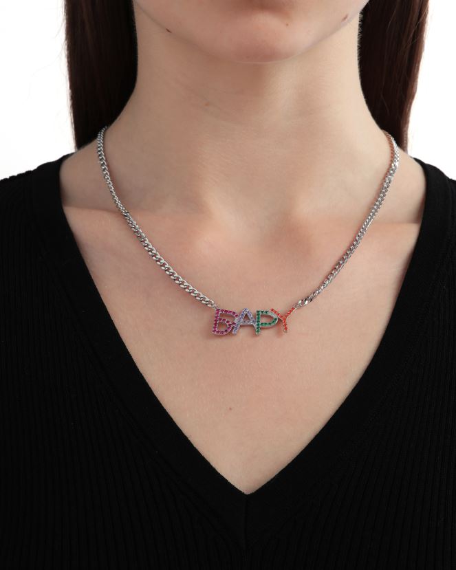 collier en cristal à logo A Bathing Ape femmes ZHX6N41125 cause