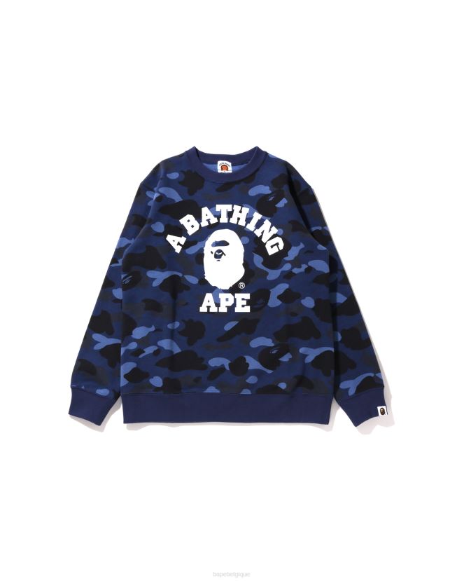 couleur camo collège ras du cou jr A Bathing Ape enfants ZHX6N41649 bleu marine