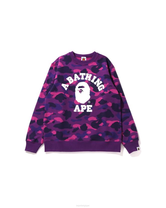 couleur camo collège ras du cou jr A Bathing Ape enfants ZHX6N41650 violet