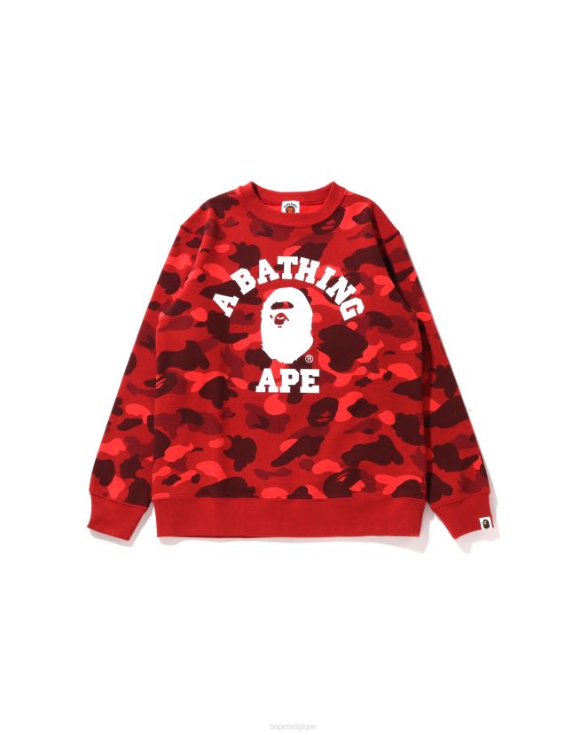 couleur camo collège ras du cou jr A Bathing Ape enfants ZHX6N41651 rouge vif