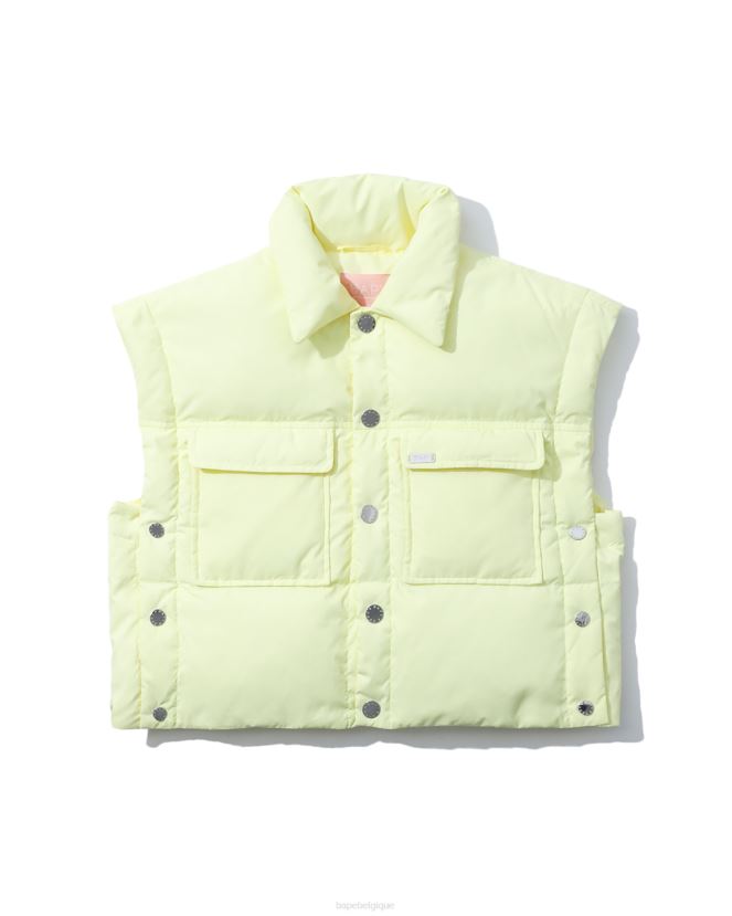 gilet court boutonné A Bathing Ape femmes ZHX6N4992 jaune pastel