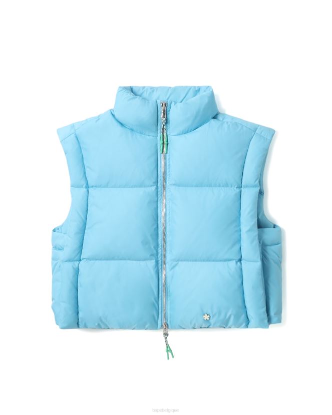 gilet court matelassé A Bathing Ape femmes ZHX6N4794 bleu