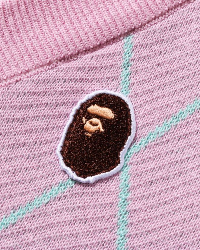 gilet en maille à motif losanges A Bathing Ape enfants ZHX6N41688 rose