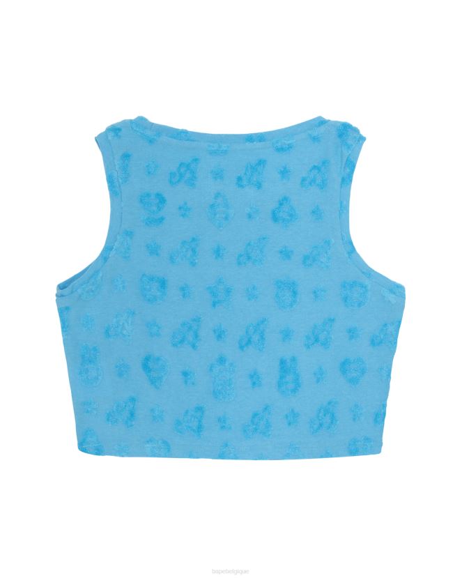 gilet à motif court A Bathing Ape femmes ZHX6N4931 bleu clair